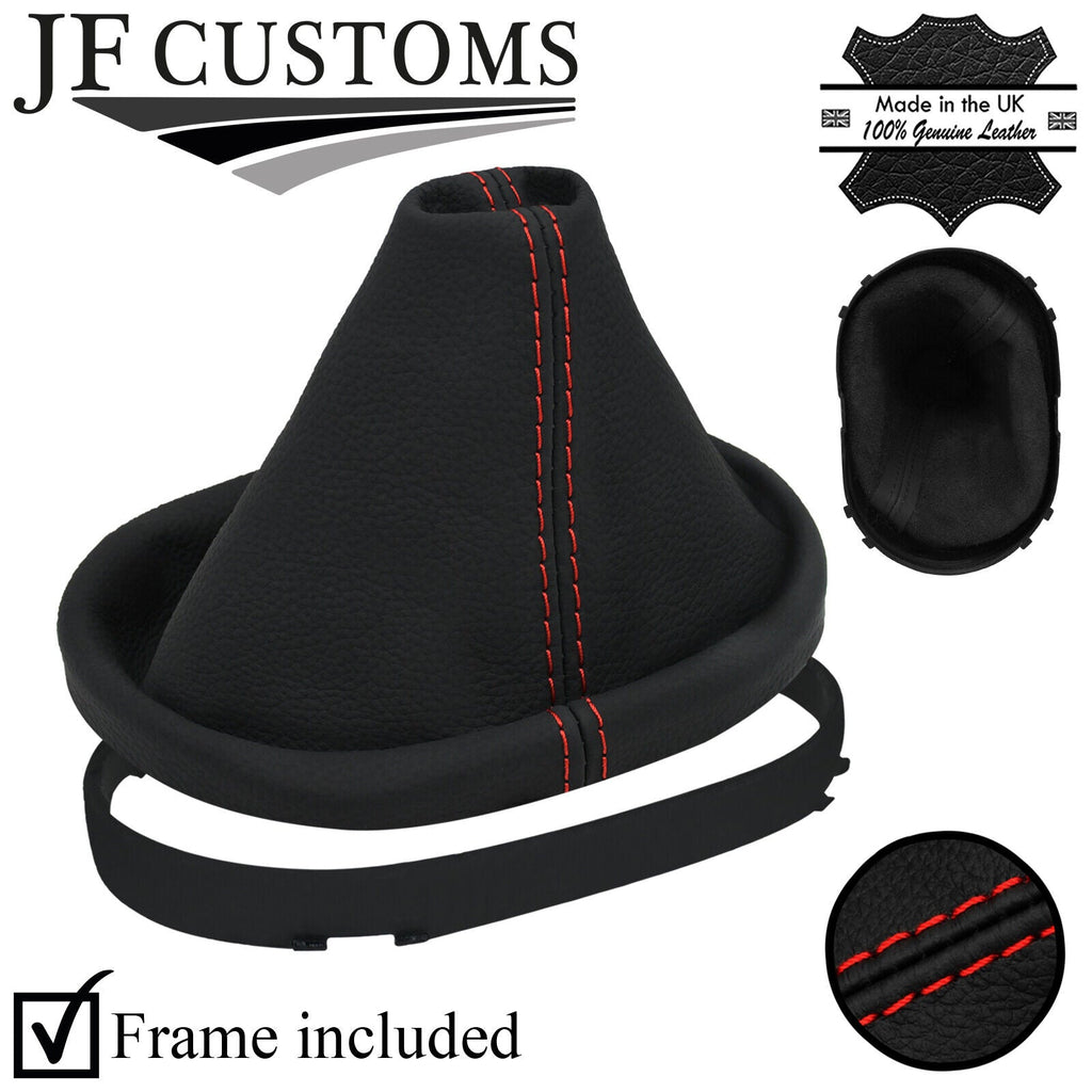 RED STITCH LEATHER GEAR GAITER + PLASTIC FRAME FITS FORD ESCAPE 2005-2007