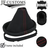 RED STITCH LEATHER GEAR GAITER + PLASTIC FRAME FITS FORD ESCAPE 2005-2007