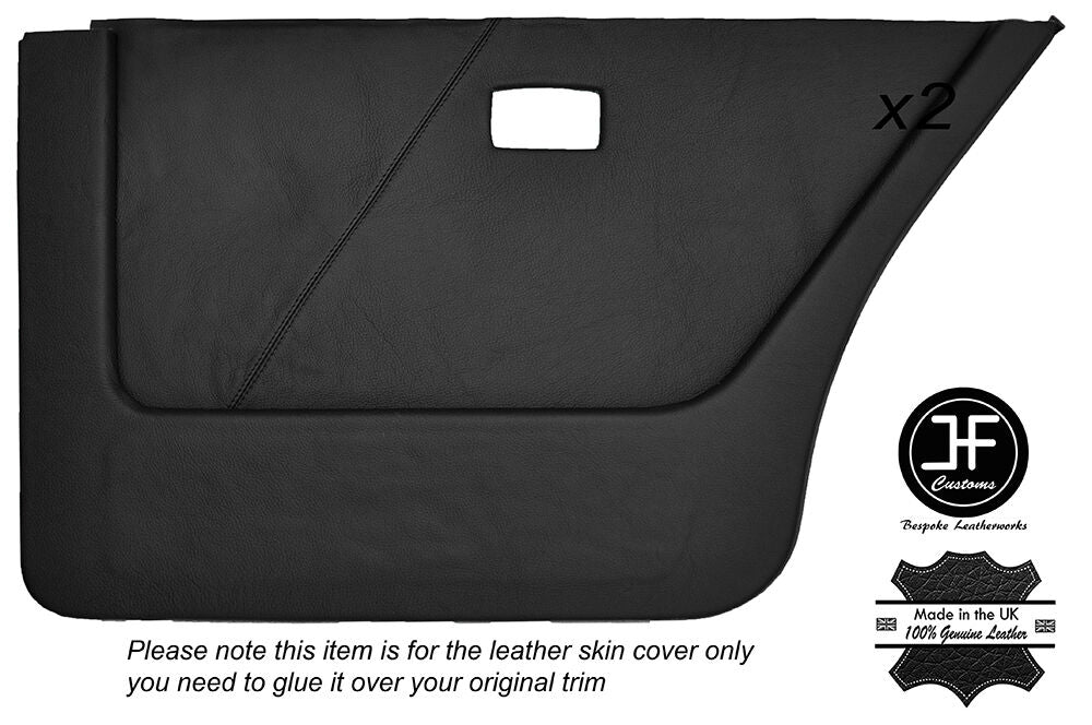 BLACK LEATHER 2X REAR DOOR CARD COVERS FITS BMW 5 SERIES E28 81-87 CUSTOM NEW