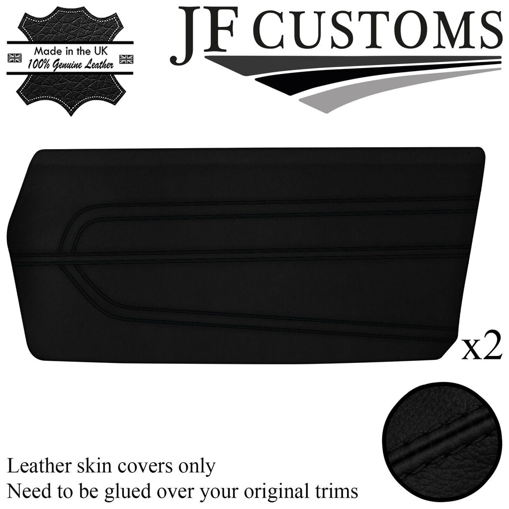 BLACK STITCH LEATHER 2X FRONT DOOR CARDS COVERS FOR FORD CORTINA MK3 COUPE 70-76