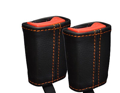 ORANGE STITCH FITS INFINITI G35 2003-2007 2X FRONT SEAT BELT STALK LEATHER COVER