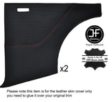 ORANGE STITCHING 2X REAR DOOR CARD LEATHER COVER FITS FORD ANGLIA 105E 123E