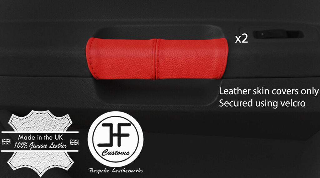 RED REAL LEATHER 2X REAR DOOR HANDLE COVERS FOR CHRYSLER 300C 2005-2011