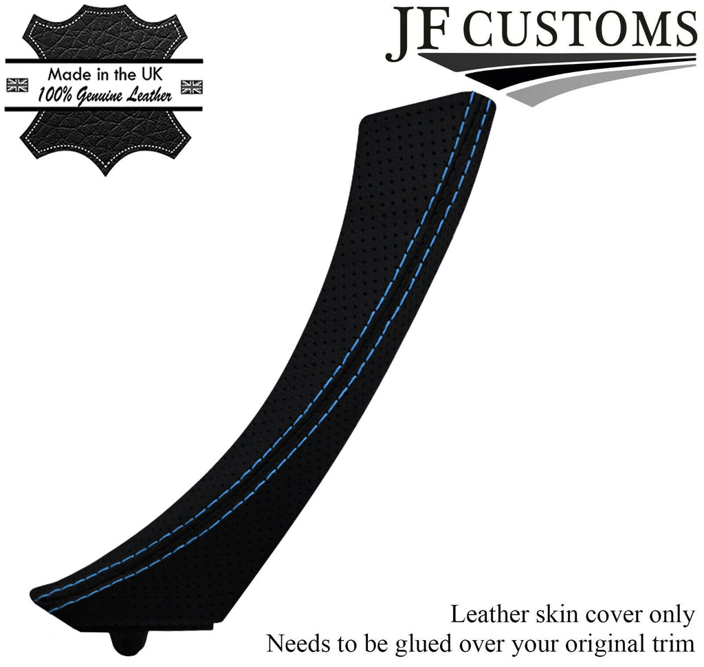 L BLUE STITCH PERFORATED LEATHER 1X FRONT DOOR HANDLE COVER FOR BMW 3 SERIES E9X