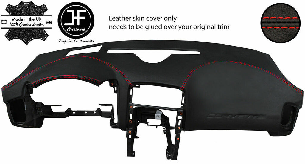 RED STITCHING DASH DASHBOARD REAL LEATHER COVER FITS CORVETTE C6 2005-2013