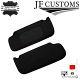 RED CROSS STITCH ITALIAN LEATHER 2X SUN VISOR COVERS FITS JAGUAR S-TYPE 98-01