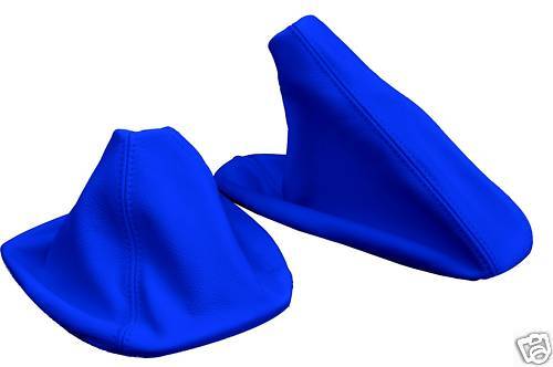 FITS BMW E46 3 SERIES GEAR HANDBRAKE BOOTS LEATHER BLUE CUSTOM NEW MADE IN UK