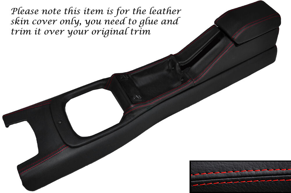 RED STITCH CENTRE CONSOLE COVER + ARMREST COVER FITS FORD SIERRA COSWORTH MK1