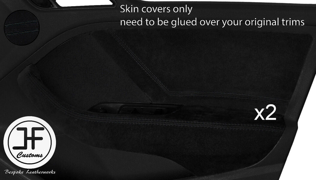 BLACK STCH 2X FRONT DOOR CARD&HANDLE ARMREST SUED COVER FOR AUDI A3 13-19 5 DSG2