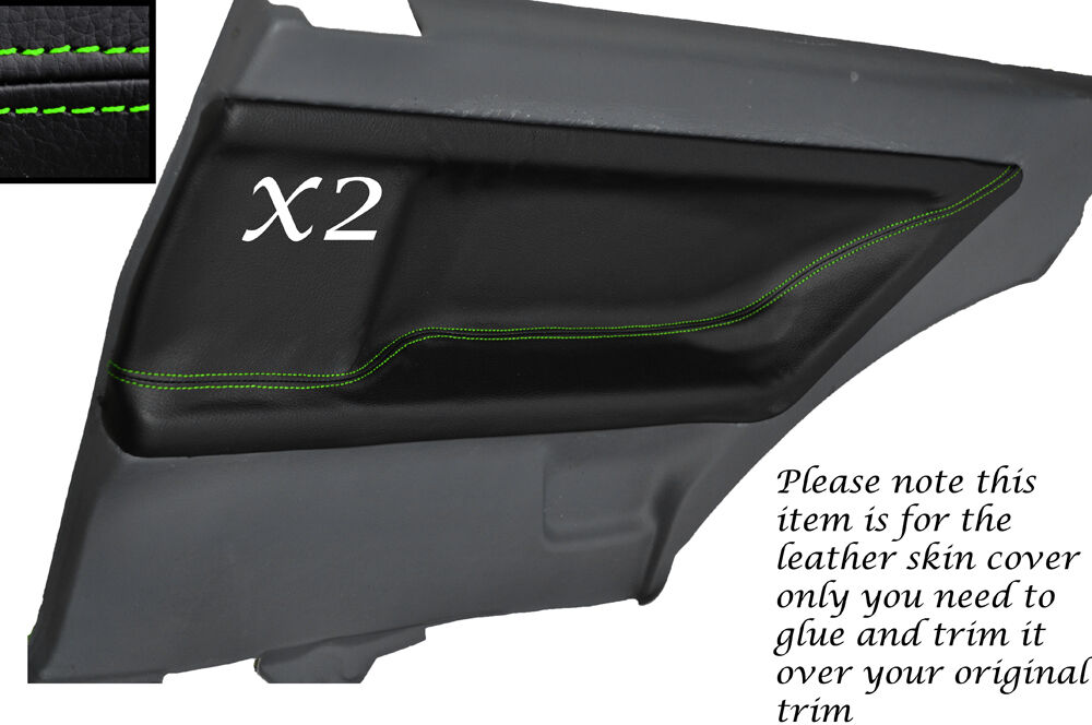 GREEN  STITCH 2X REAR DOOR CARD LEATHER SKIN COVERS FITS BMW E36 COUPE 91-98