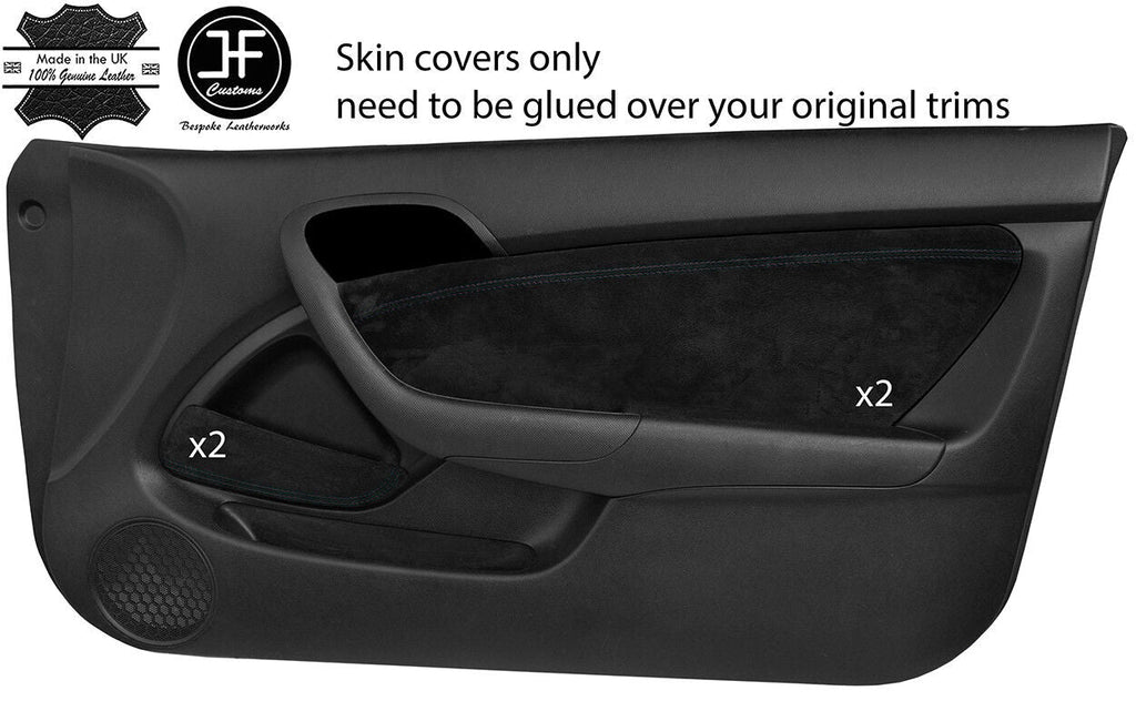 BLACK STITCH 2X DOOR CARD+POCKET TRIM SUEDE COVERS FITS HONDA INTEGRA DC5 02-06