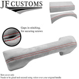 RED STITCH 3X DASH TRIM LIGHT GREY SUEDE COVERS FOR LAND ROVER DEFENDER 07-16