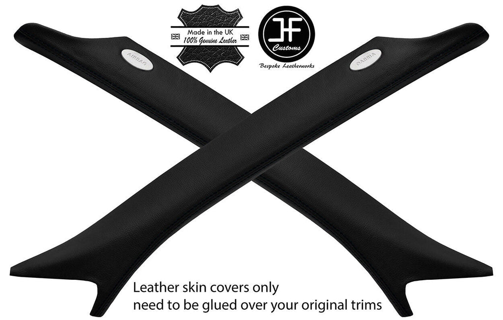 BLACK STITCH 2X A PILLAR REAL LEATHER COVERS FOR RANGE ROVER SPORT 2005-2013