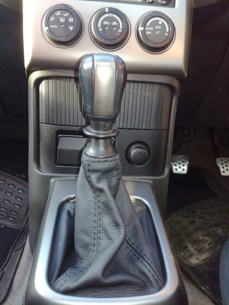 BLACK STITCHING REAL LEATHER TOP GRAIN 6 SPEED GEAR GAITER FITS X-TRAIL 04-07