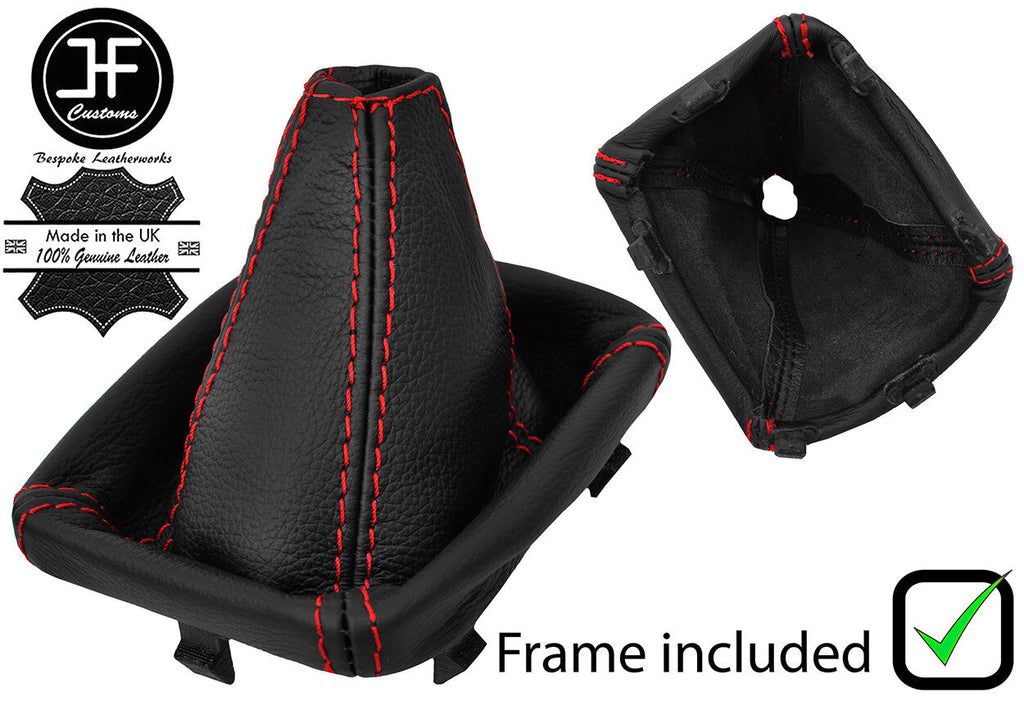 RED STITCH LEATHER GAITER + PLASTIC FRAME FITS FIAT GRANDE PUNTO EVO 06-16