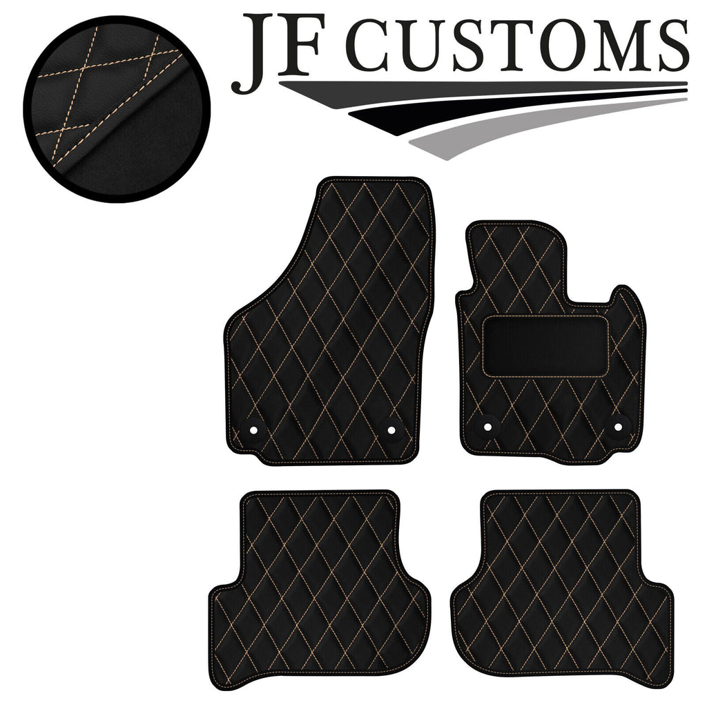 CREAM STITCH DIAMOND VINYL 4X TAILORED FLOOR CARPET FOR SKODA YETI 09-17 JF1