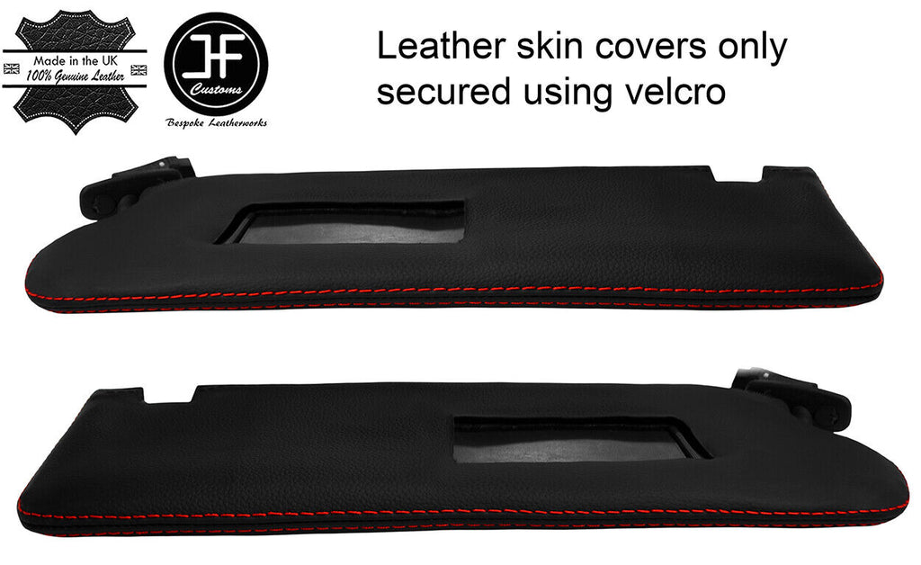 RED STITCH 2X SUN VISORS LEATHER COVERS FOR AUDI TT MK1 COUPE 98-06 STYLE 2