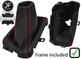RED  STITCH LEATHER AUTOMATIC GEAR GAITER+PLASTIC FRAME FITS TOYOTA C-HR 16-19