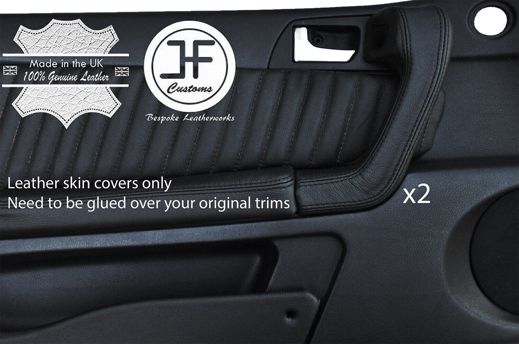 BLACK STITCH 2X FULL DOOR HANDLE TRIM LEATHER COVER FOR ALFA ROMEO GTV 916