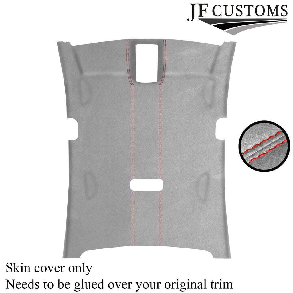 RED STITCH L GREY LUXE SUEDE HEADLINER COVER FOR VW PASSAT CC 09-17 5 DOOR