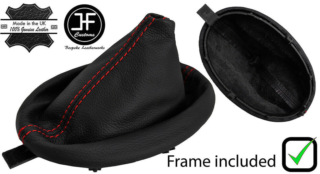 RED STITCH LEATHER MANUAL GEAR GAITER+PLASTIC FRAME FITS DODGE NEON 2000-2005