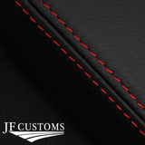RED STITCH LEATHER ARMREST LID COVER FOR VW POLO 2017-2022 CUSTOM NEW MADE IN UK