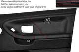 RED STITCH 2X FRONT DOOR CARD LEATHER COVERS FITS BMW E36 SALOON SEDAN 91-98