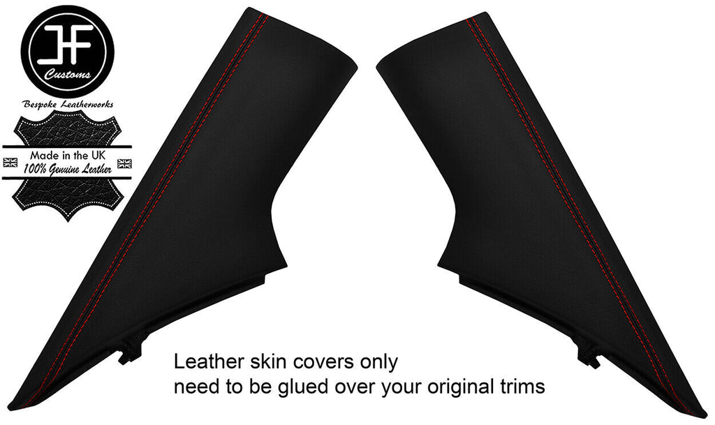 RED STITCH 2X REAR C PILLAR LEATHER COVERS FITS CHEVROLET CAMARO 2010-2015