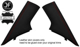 RED STITCH 2X REAR C PILLAR LEATHER COVERS FITS CHEVROLET CAMARO 2010-2015