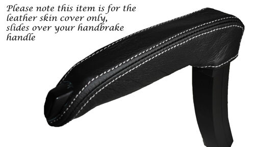 WHITE STITCHING FITS FORD FOCUS MK3 2011-2014 LEATHER HANDBRAKE HANDLE ONLY