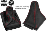 RED STITCH TOP GRAIN REAL LEATHER GEAR GAITER FITS AUDI 80 & CABRIO B4 91-96