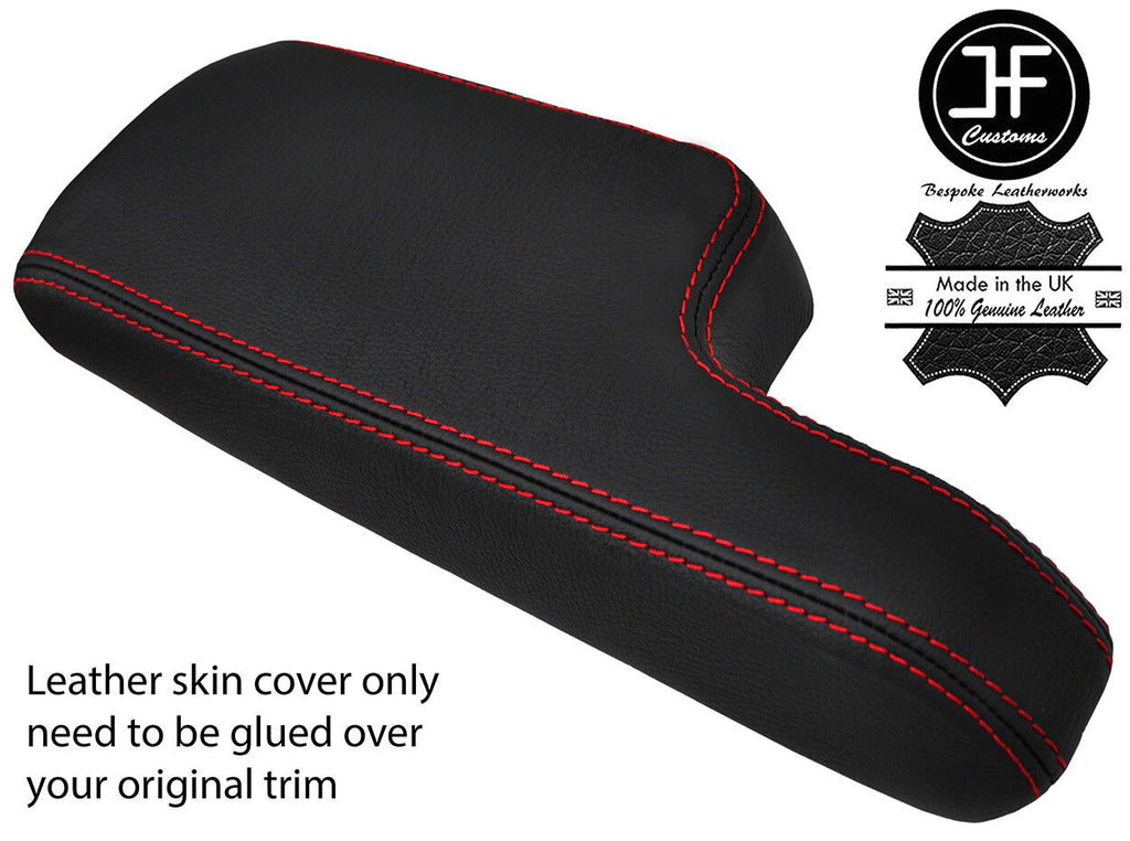 RED STITCH GENUINE REAL LEATHER ARMREST LID COVER FITS HONDA JAZZ 2015-2018
