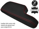 RED STITCH GENUINE REAL LEATHER ARMREST LID COVER FITS HONDA JAZZ 2015-2018