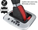 BLACK & RED STRIPE LEATHER DSG AUTOMATIC GEAR GAITER FOR VW POLO 6R 2009-2014
