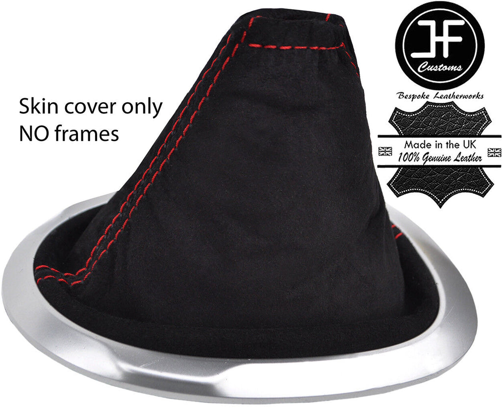 RED STITCHING REAL SUEDE MANUAL GEAR GAITER FITS JUKE 2010-2016 CUSTOM NEW