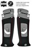 RED STITCH 2X UPPER B PILLAR LEATHER COVERS FOR MITSUBISHI LANCER EVO 10 X