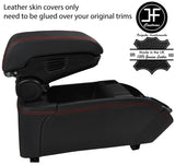 RED STITCH CENTRE CONSOLE TRIM & ARMREST LID LEATHER COVERS FOR BMW I3 13-19