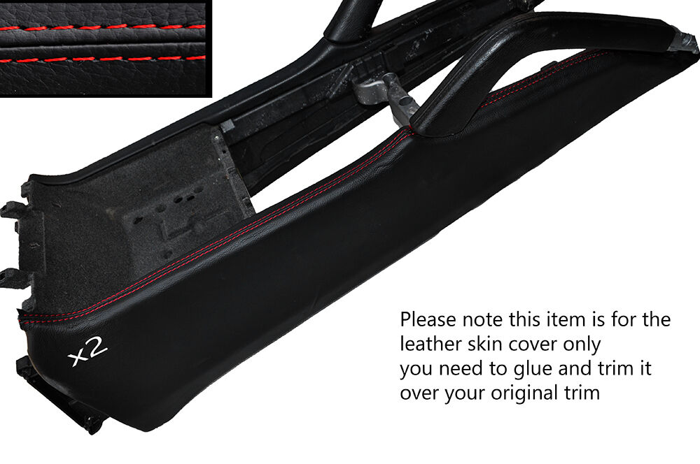 RED STITCH 2X CENTER CONSOLE SIDE TRIM SKIN COVERS FITS PORSCHE CAYENNE 02-10