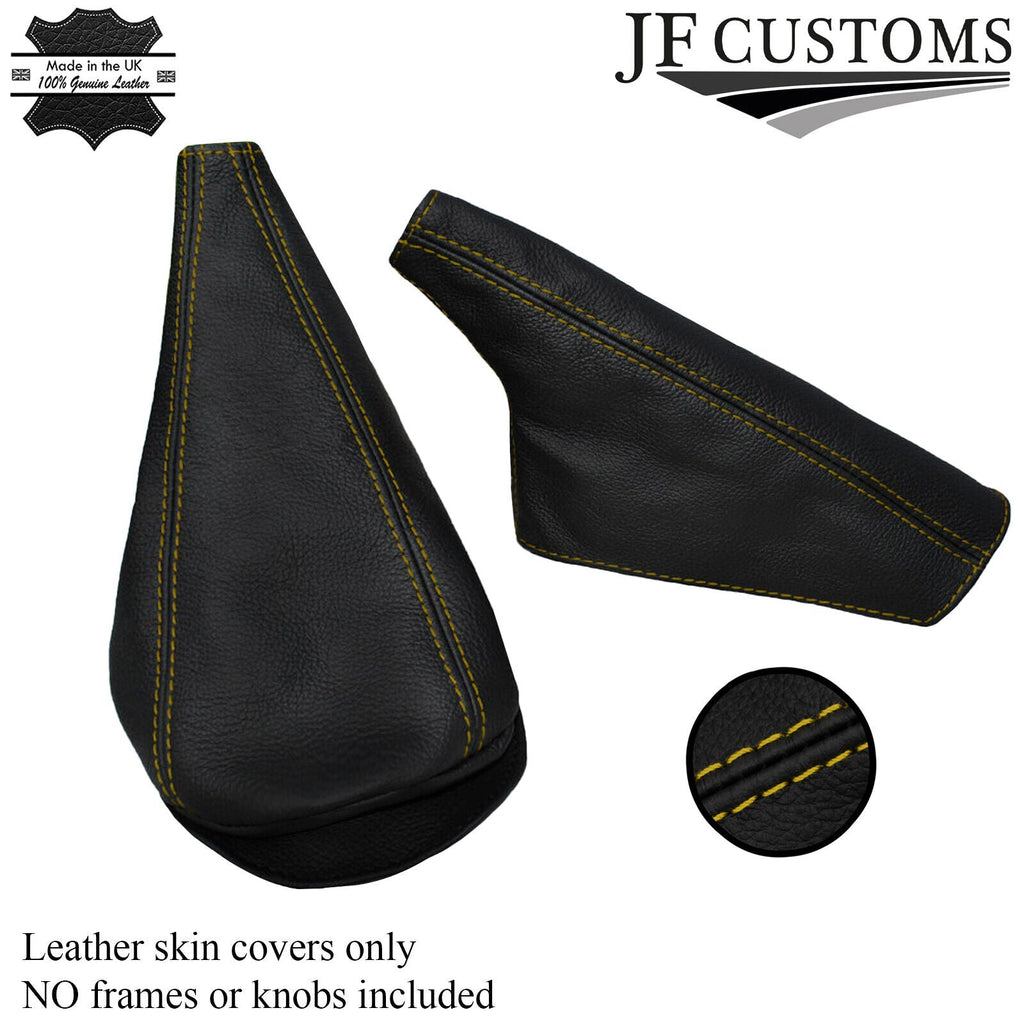 YELLOW DOUBLE STITCH FITS MINI COOPER CLASSIC LEATHER GEAR & HANDBRAKE GAITER