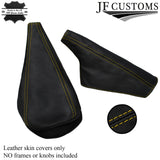 YELLOW DOUBLE STITCH FITS MINI COOPER CLASSIC LEATHER GEAR & HANDBRAKE GAITER