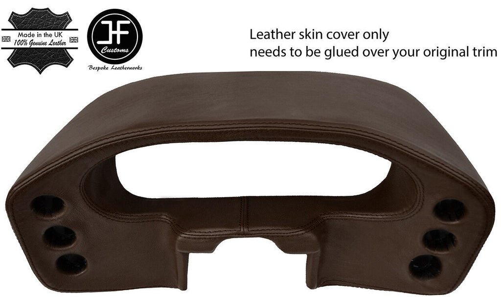 DARK BROWN REAL LEATHER SPEEDO DASH POD COVER FITS PORSCHE 928 1990-1995