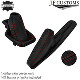 DARK RED STITCH LEATHER AUTOMATIC GEAR & HANDBRAKE GAITER SET FOR BMW Z3