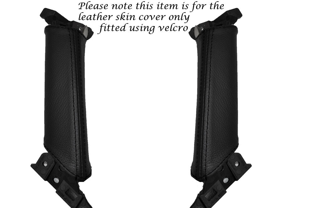 BLACK STITCH 2X DOOR HANDLE LEATHER SKIN COVERS FITS NISSAN GT-R R35 2009-2014