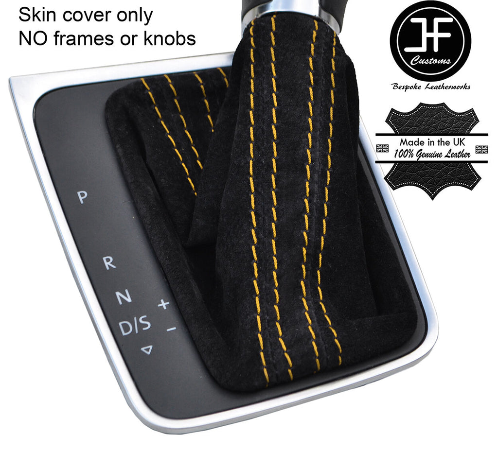 YELLOW STITCH SUEDE DSG AUTOMATIC GEAR GAITER FITS VW GOLF MK7 VII 2013-2017