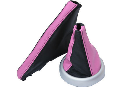 FITS MINI COOPER BMW GEAR HANDBRAKE GAITER PINK & BLACK CUSTOM NEW MADE IN UK