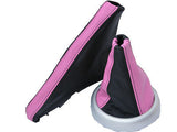 FITS MINI COOPER BMW GEAR HANDBRAKE GAITER PINK & BLACK CUSTOM NEW MADE IN UK