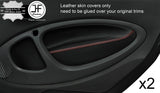 RED STITCH 2X FRONT DOOR CARD TRIM LEATHER COVER FITS SMART FORTWO 453 14-19