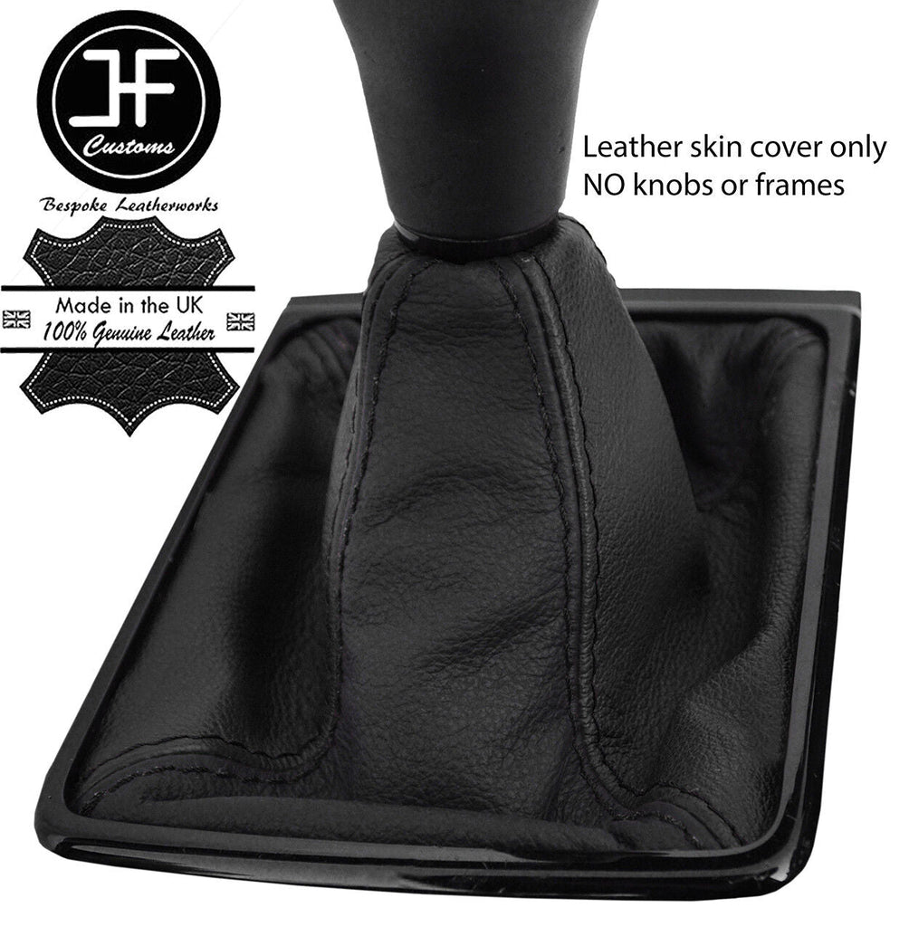 BLACK & BLACK TOP GRAIN REAL LEATHER MANUAL GEAR GAITER FITS JAGUAR XE 15-18