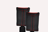 red stitch FITS SEAT IBIZA MK2 1993-1999 2X FRONT SEAT BELT STALK LEATHER COVERS