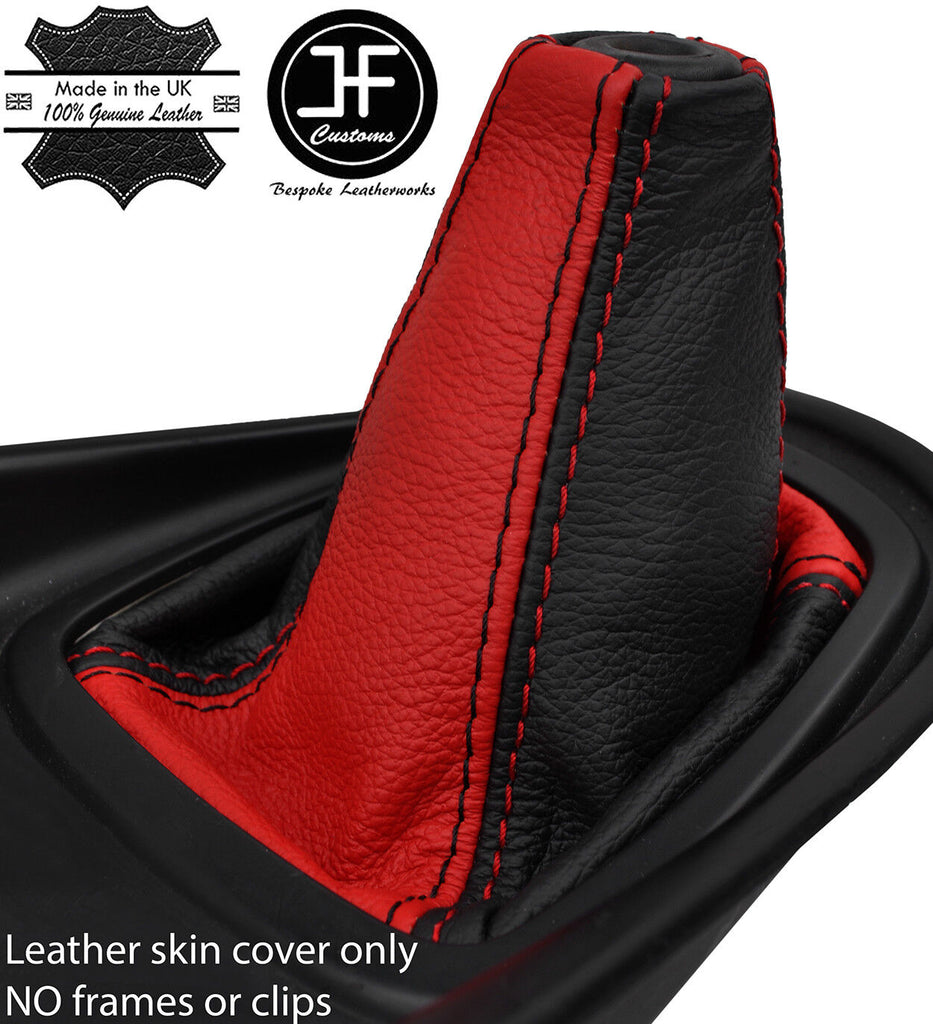 BLACK & RED TOP GRAIN LEATHER MANUAL GEAR GAITER FOR HYUNDAI MATRIX 2001-2009